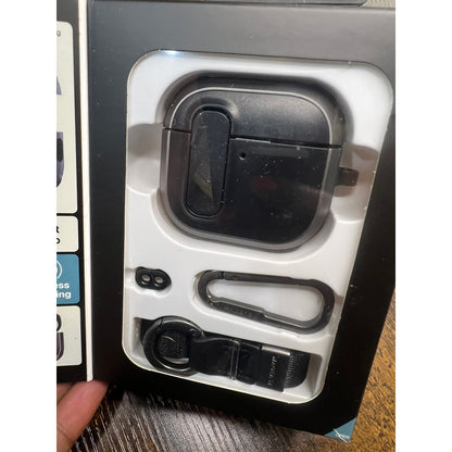 MAGEASY Design For AirPods 4 Case Cover - Rugged AirPods 4 Case With-Metal Black