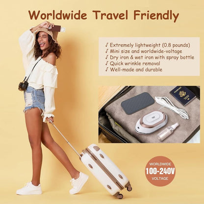 Newbealer Travel Iron With Dual Voltage - 120V/220V Lightweight Dry IronNo Steam