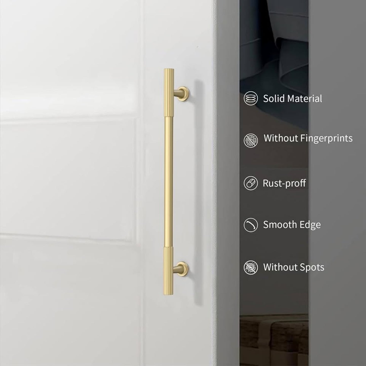 KNOKLOCK 10 Pack 5 Inch(128mm) Kitchen Cabinet Handles Brushed Gold Cabinet-GOLD