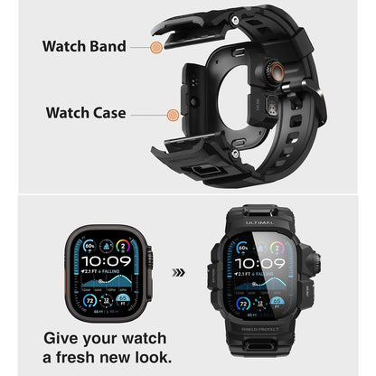 ULTIMAL Rugged Case With Band For Apple Watch 49mm,Compatible With Black, 49mm