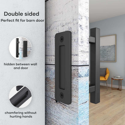 EaseLife 2 Pack 10" Sliding Barn Door Pull Handle With Flush Hardware Set
