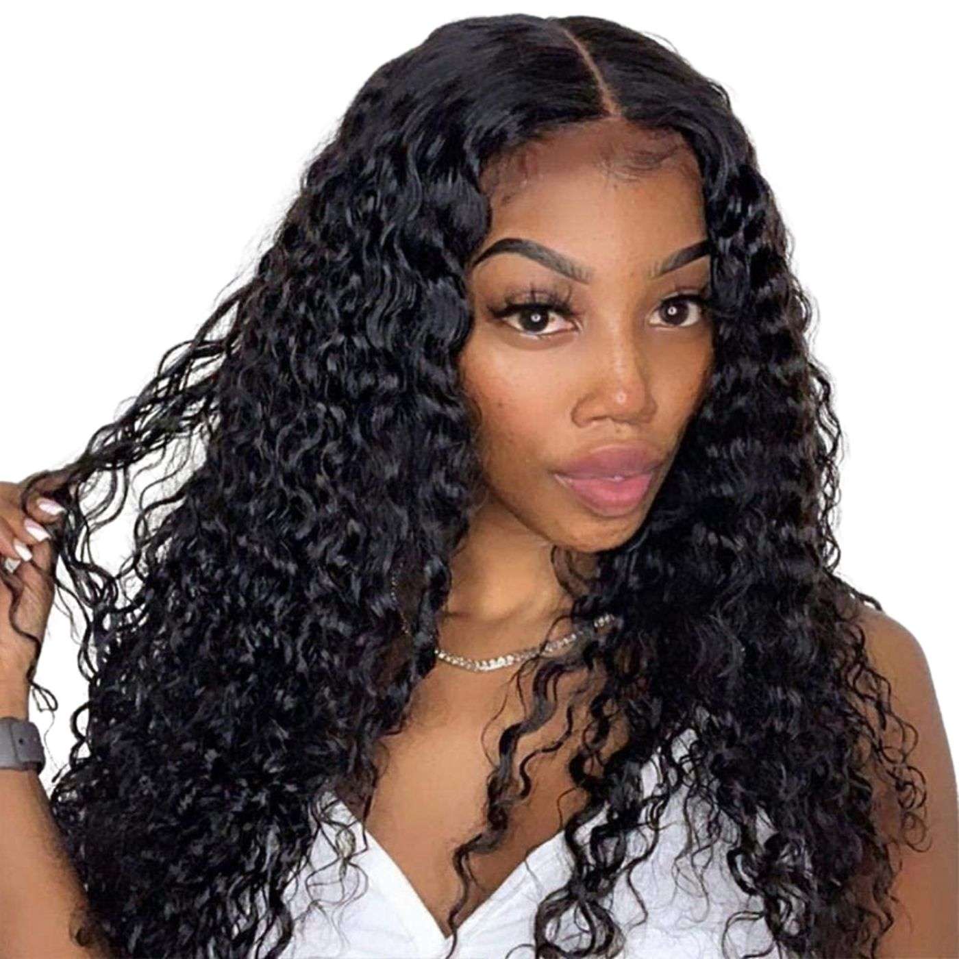 13x4 Deep Wave 10A Hair Full Frontal Lace Wig 180% Density 16"~30" Bleached Knots Dome Cap Design No Combs The Boss Hair 104