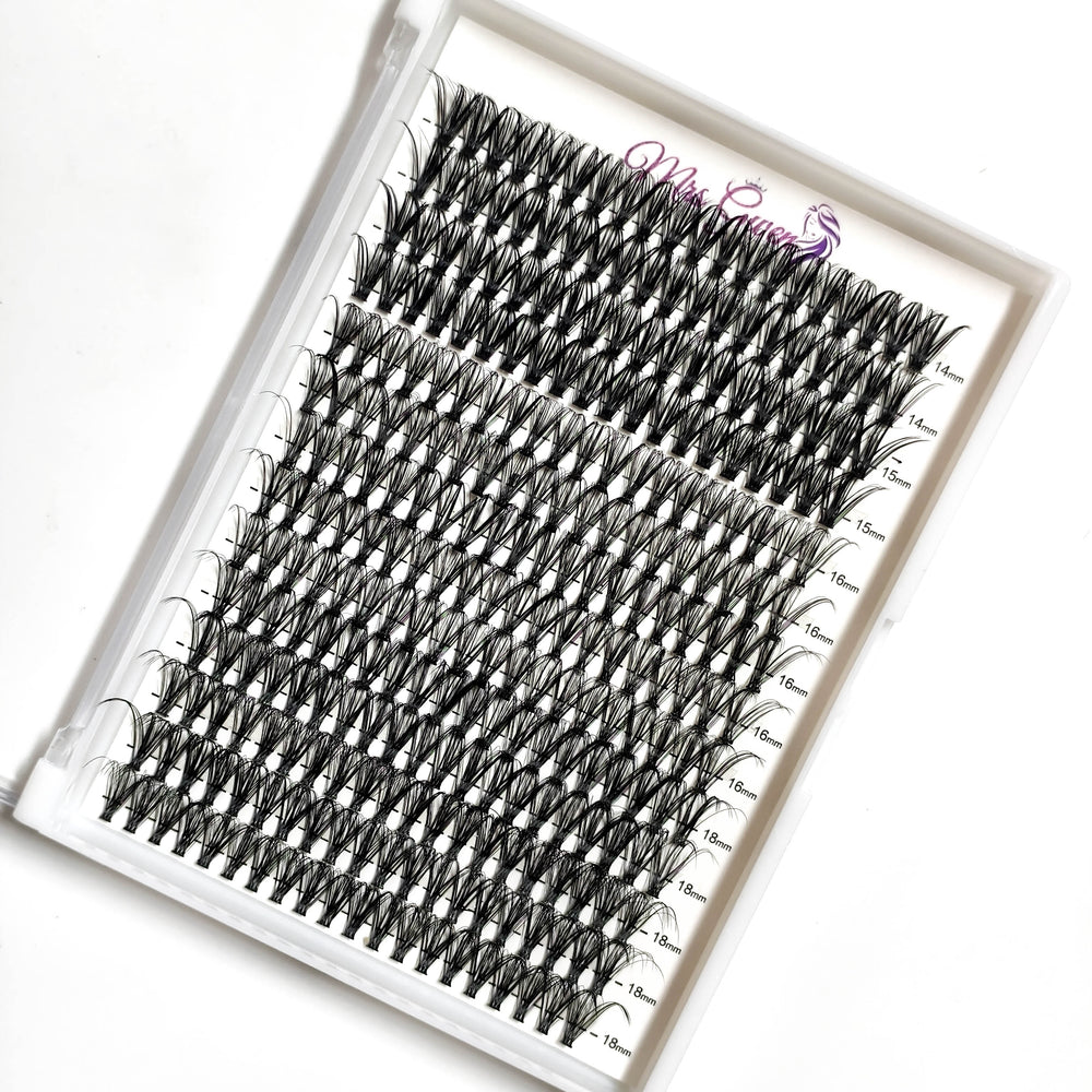 280pcs Mixed Length C Curl 40D Reusable Cluster Lashes DIY Faux Mink Eyelash Extensions for Easy Application, Natural & Fluffy Look, Perfect for Beginners 9-18mm Variety Packs