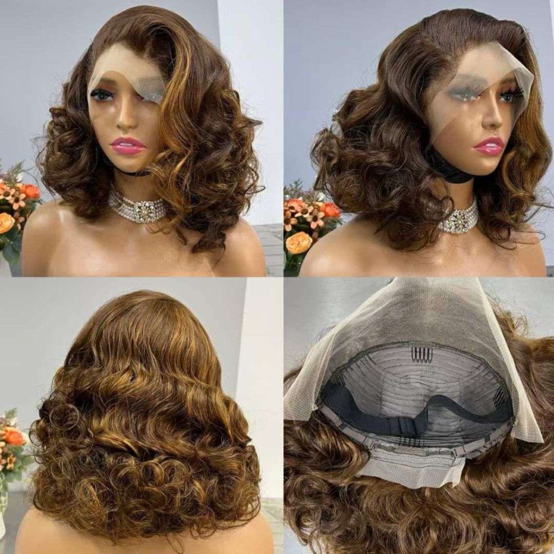 14" Body Curl Double Drawn 13x4 Full Frontal Lace Wig Transparent Lace The Boss Hair 129