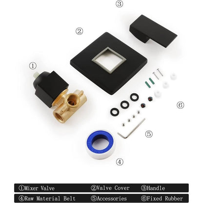 SKOWLL Bathroom Shower Valve Single Function Shower Mixer Valve, Wall-Black