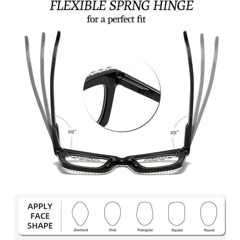 Hubeye Progressive Reading Glasses For Women 2 pair(Black+Hawksbill Turtle,1.75)
