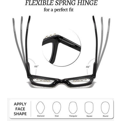 Hubeye Progressive Reading Glasses For Women 2 pair(Black+Hawksbill Turtle,1.75)