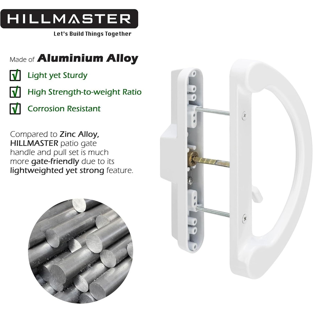 HILLMASTER Sliding Glass Door Handle With Mortise Lock And Key Cylinder,Patio