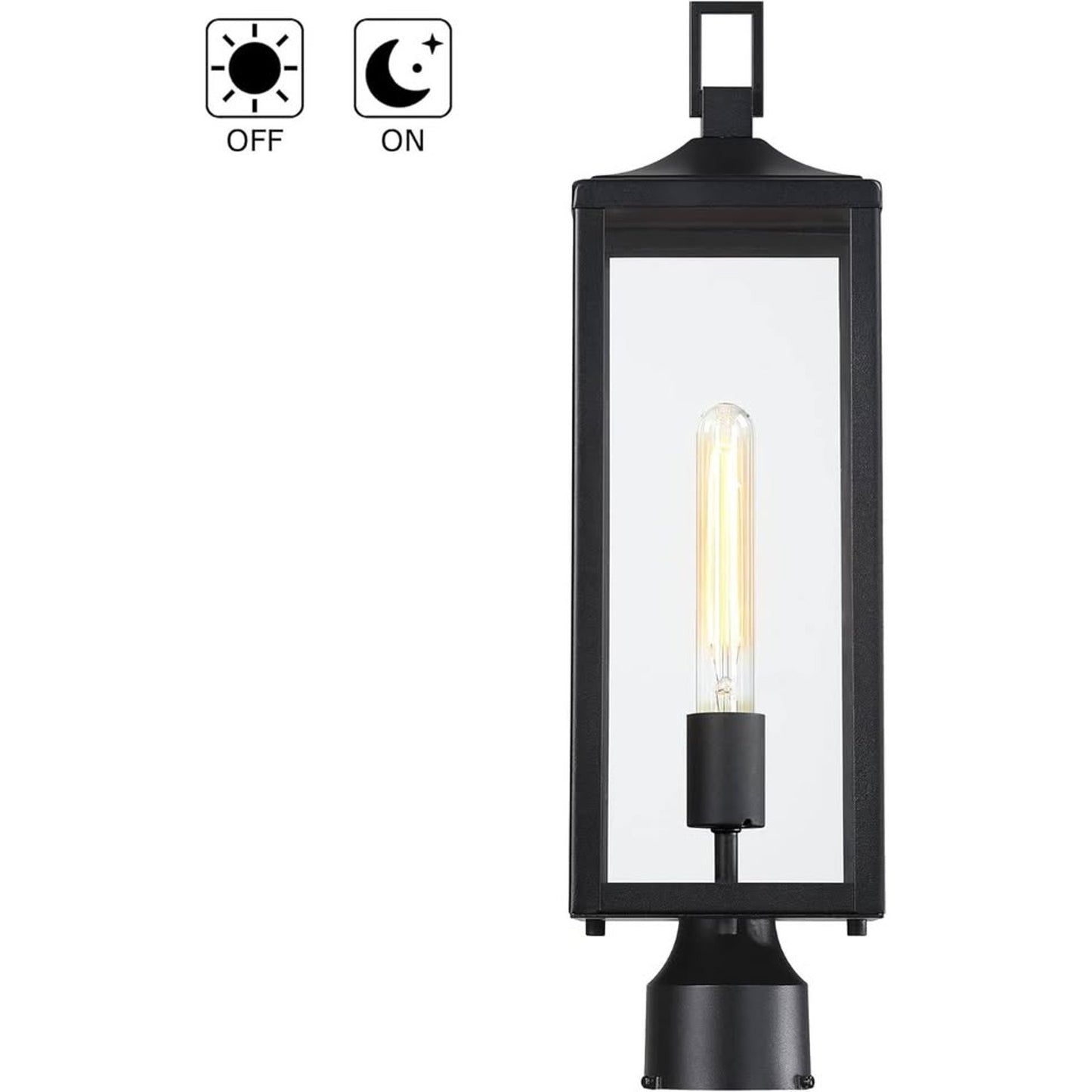 Faymart Lighting 21.3 Inch Outdoor Lamp Post Light Fixture Dusk To Dawn - Residential Sidewalk Lamp Post Sconce Dusk To Dawn Outside Pole Lantern For House Outdoor Column Light, E26 - Black