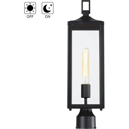 Faymart Lighting 21.3 Inch Outdoor Lamp Post Light Fixture Dusk To Dawn - Residential Sidewalk Lamp Post Sconce Dusk To Dawn Outside Pole Lantern For House Outdoor Column Light, E26 - Black