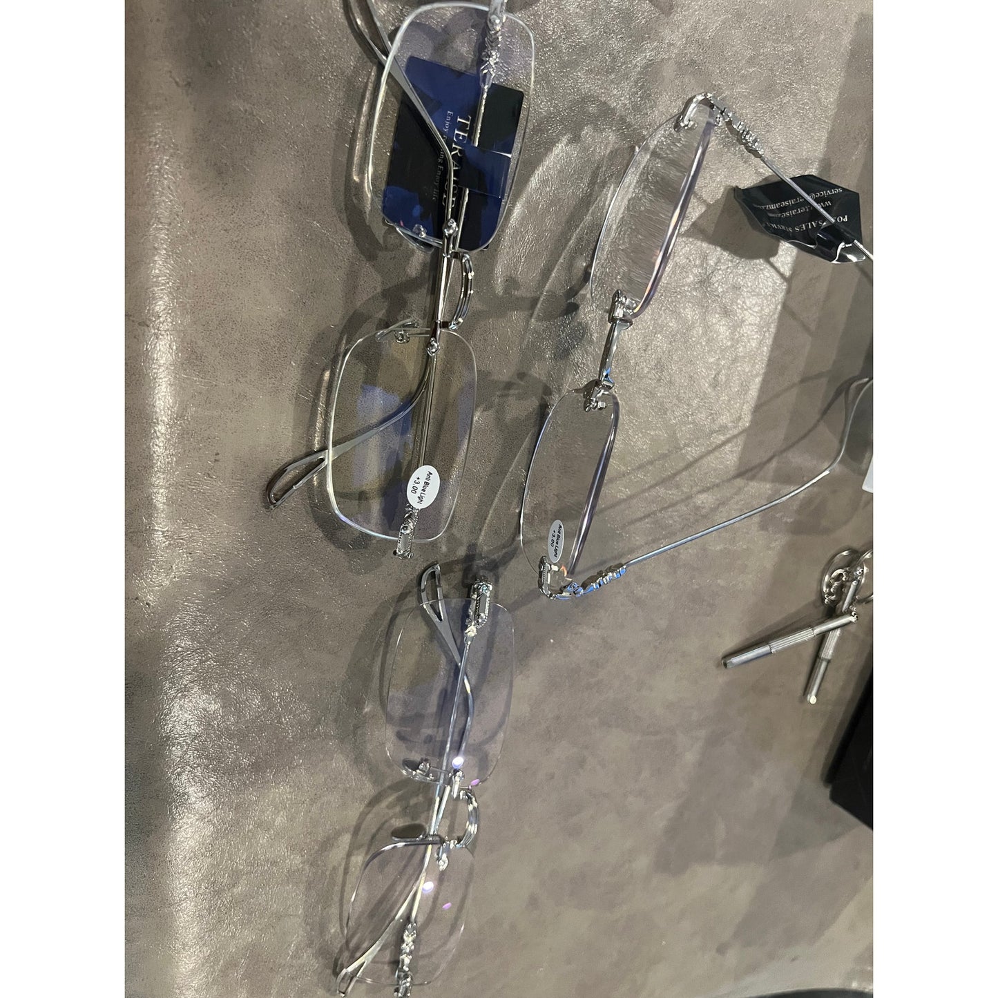 TERAISE 3Packs Frameless Metal Reading Glasses For Men/Women Blue Light Blocking