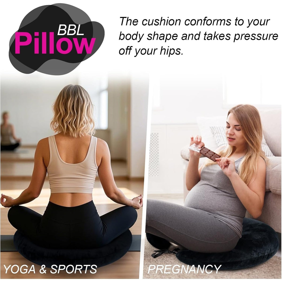 BBL Pillow After Surgery for Butt Sleeping Sitting Driving Donut Hemorrho(Black)