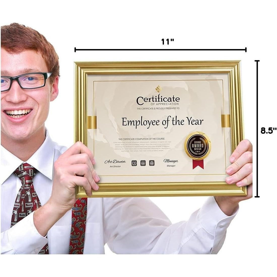 Memory Island 8.5x11 Diploma Document Frames,Real Glass Fronts, 4 Pack GOLD