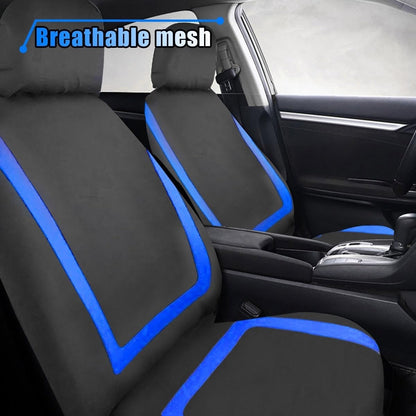 LAINLOY 2 pc Car Seat Covers, Breathable Seat Protectors, Anti-Slip Driver Seat Cover, Comfortable Front Seat Cover Set Universal Fit For Truck, SUV, Sedan, Airbag Compatible (Black&Blue).
