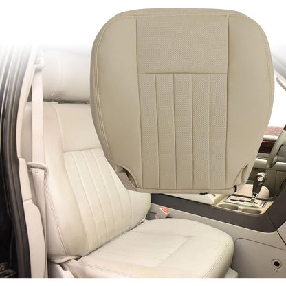 GXARTS Tan#KC Leather Driver Side Bottom Seat Cover Perforated Replacement(1pcs)