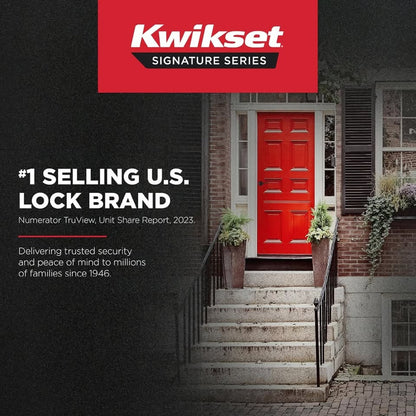 Kwikset Sedona Entry Door Handle With Lock And Key, Secure Keyed Reversible Lever Exterior, For Front Entrance And Bedrooms, Satin Brass, Pick Resistant Smartkey Rekey Security And Microban (No keys / Missing)