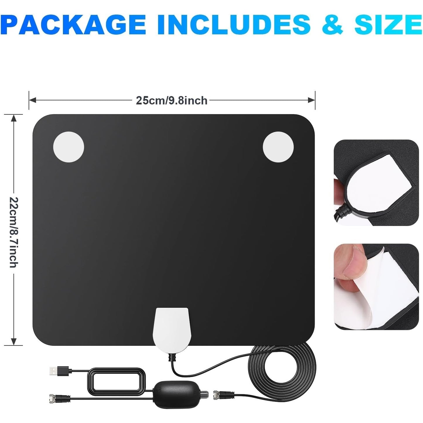DAANT TV Antenna Indoor Long Range, Supports 4K 1080p Smart TV Signal -Black