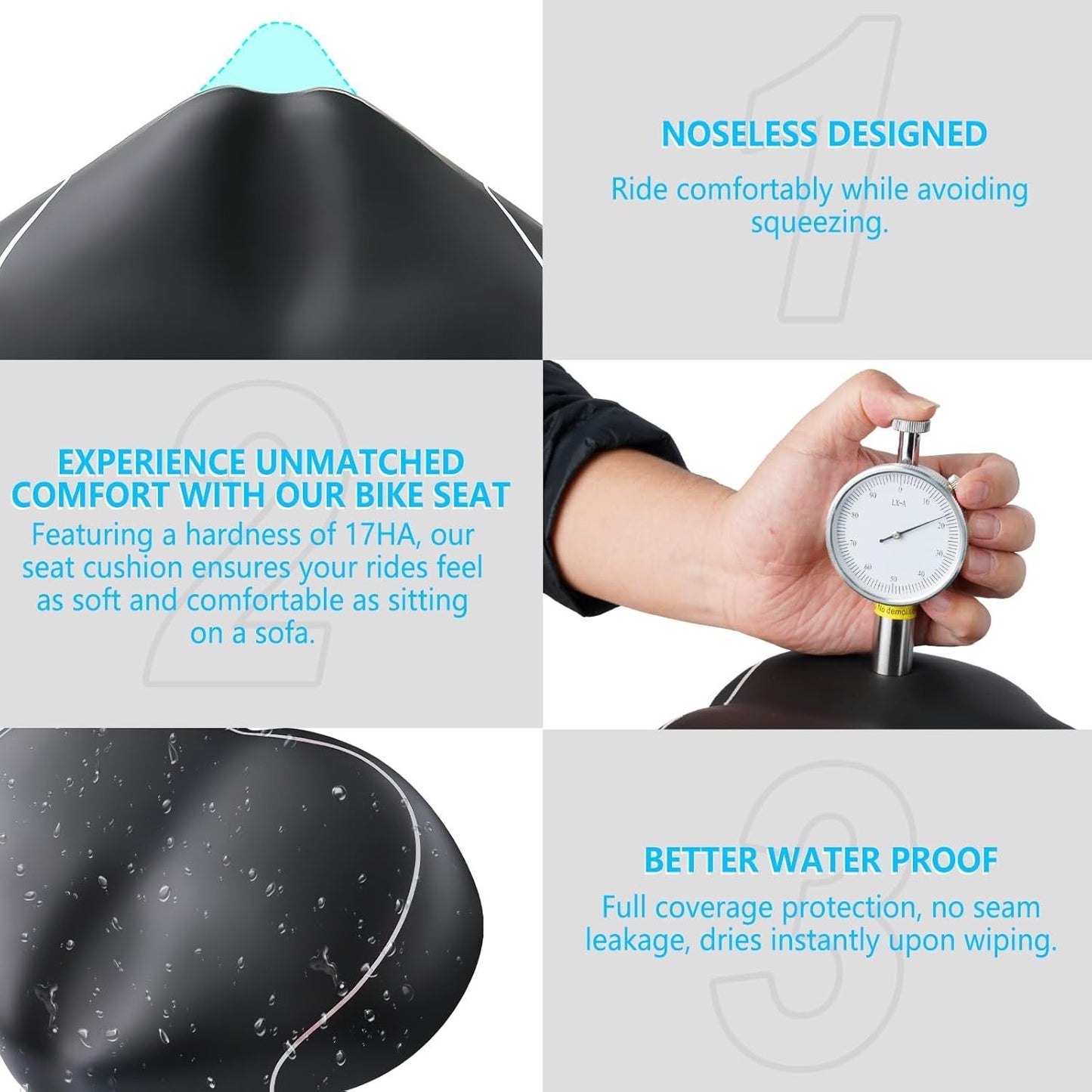 YLG Noseless Bike Seat For Men Women, Comfort Seat Cushion Compatible With Peloton, Electric Bike, Outdoor & Indoor Bikes, Wide Bicycle Saddle Replacement, Waterproof Bike Seat (Silver Noseless 10").