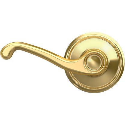 Schlage F10 V FLA 605 Flair Door Lever, Hall & Closet Passage Lock, Bright Brass