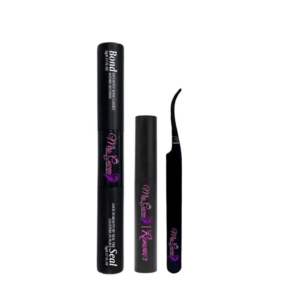 Cluster Lashes Glue, Remover & Tweezers 3 pc Kit