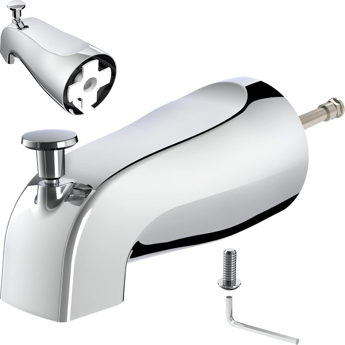 Universal Slip-On Tub Spout with Diverter, 5 in Chrome Bathtub Faucet-CHROME