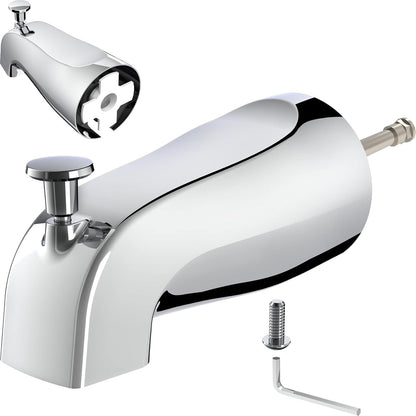 Universal Slip-On Tub Spout with Diverter, 5 in Chrome Bathtub Faucet-CHROME