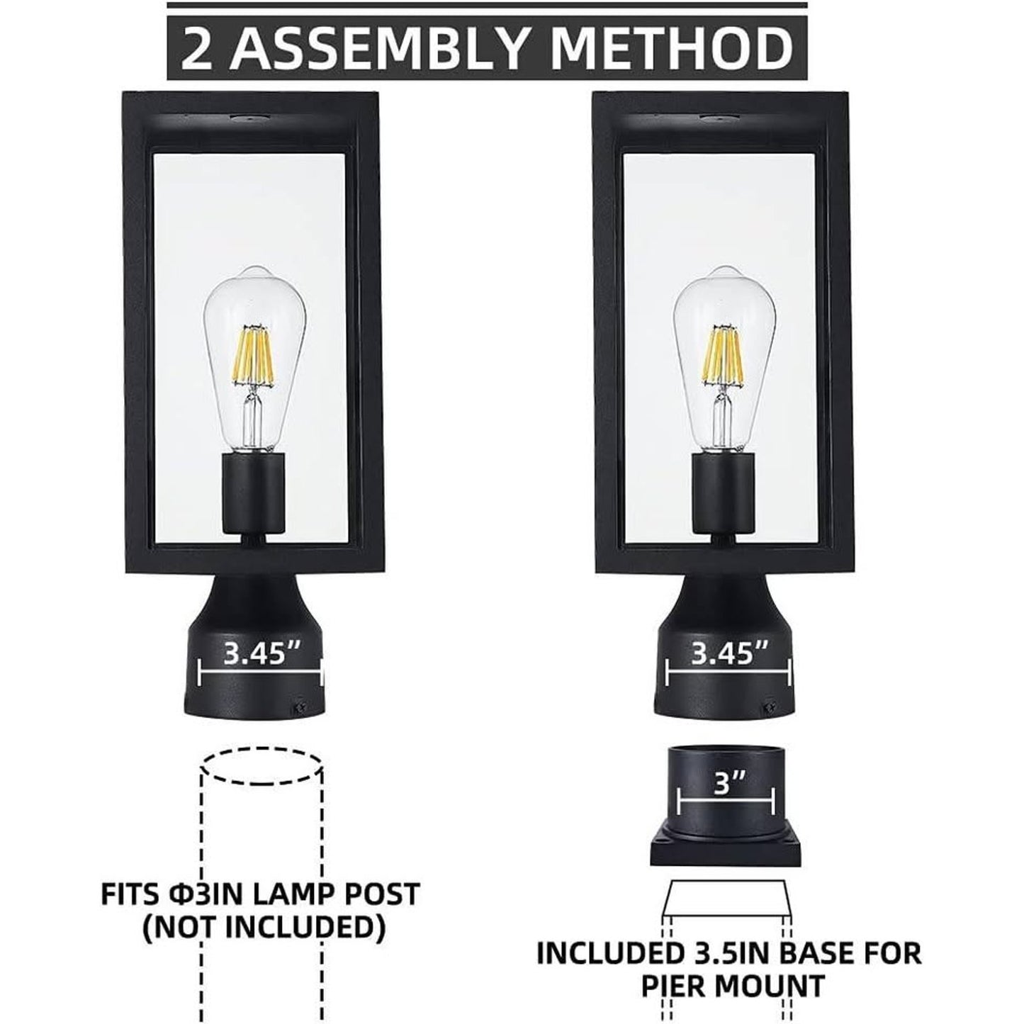 Windben Large 15 Inch Outdoor Post Light,Waterproof Cast Aluminium Lamp Post