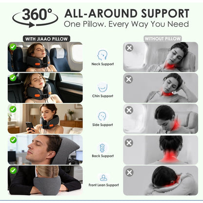 Jiaao Neck Travel Pillow Memory Foam 360° Neck Support Pillows For Airplane