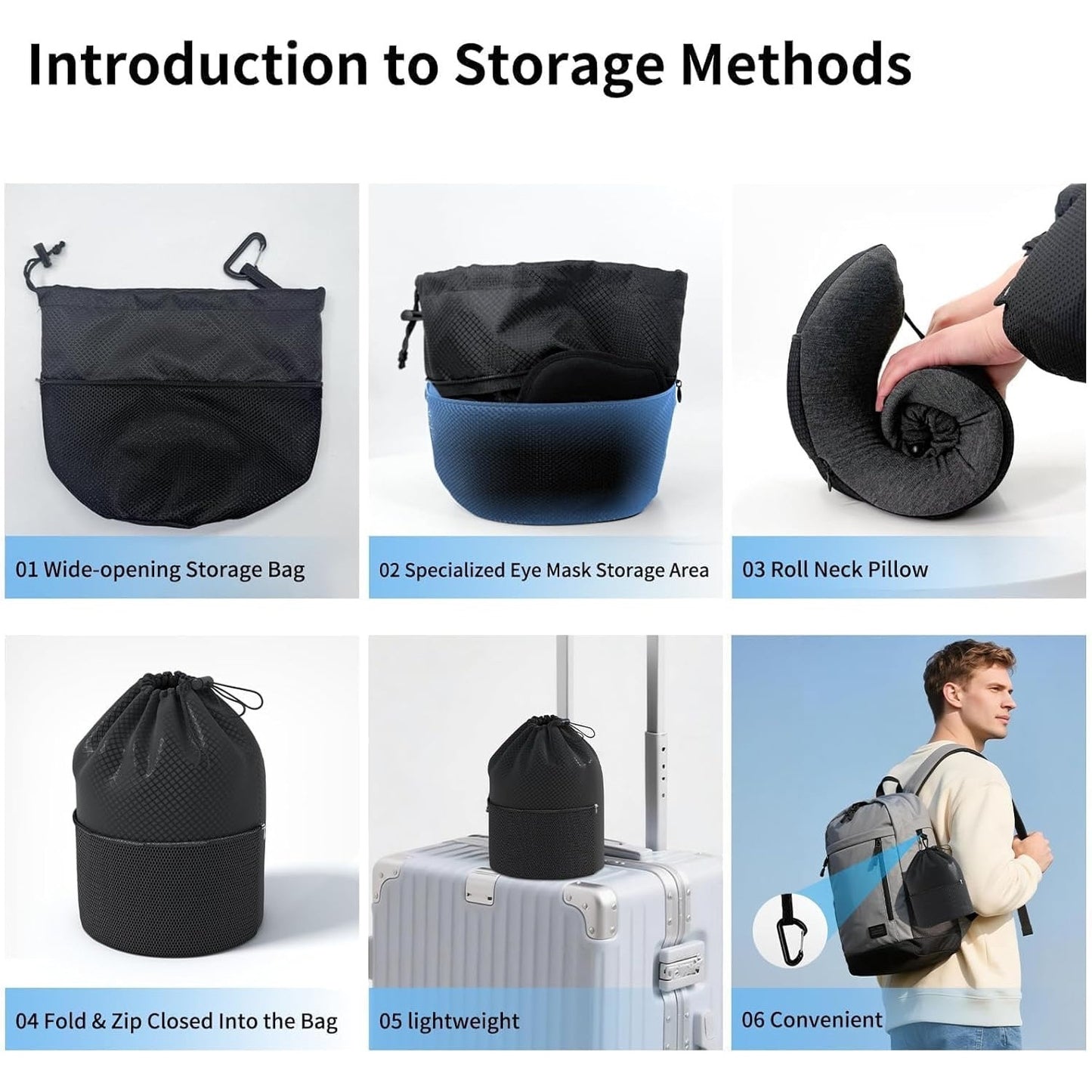 Doosmile Patented Head-Bobble-Preventing Ergonomic 360° Supporting Golden-Black