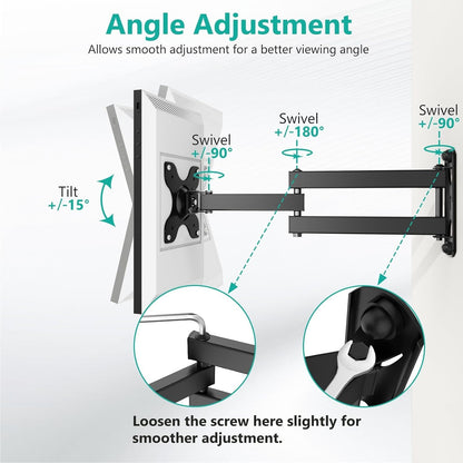 WALI Mount For Show 21, Show 15, Adjustable Wall Mounting Bracket With Heavy Duty 15” Extension Arm, Rotate Tilt Swivel For Show 21, Show 15, Holds Up To 33lbs, Black