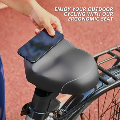 YLG Noseless Bike Seat For Men Women, Comfort Seat Cushion Compatible With Peloton, Electric Bike, Outdoor & Indoor Bikes, Wide Bicycle Saddle Replacement, Waterproof Bike Seat (Silver Noseless 10").