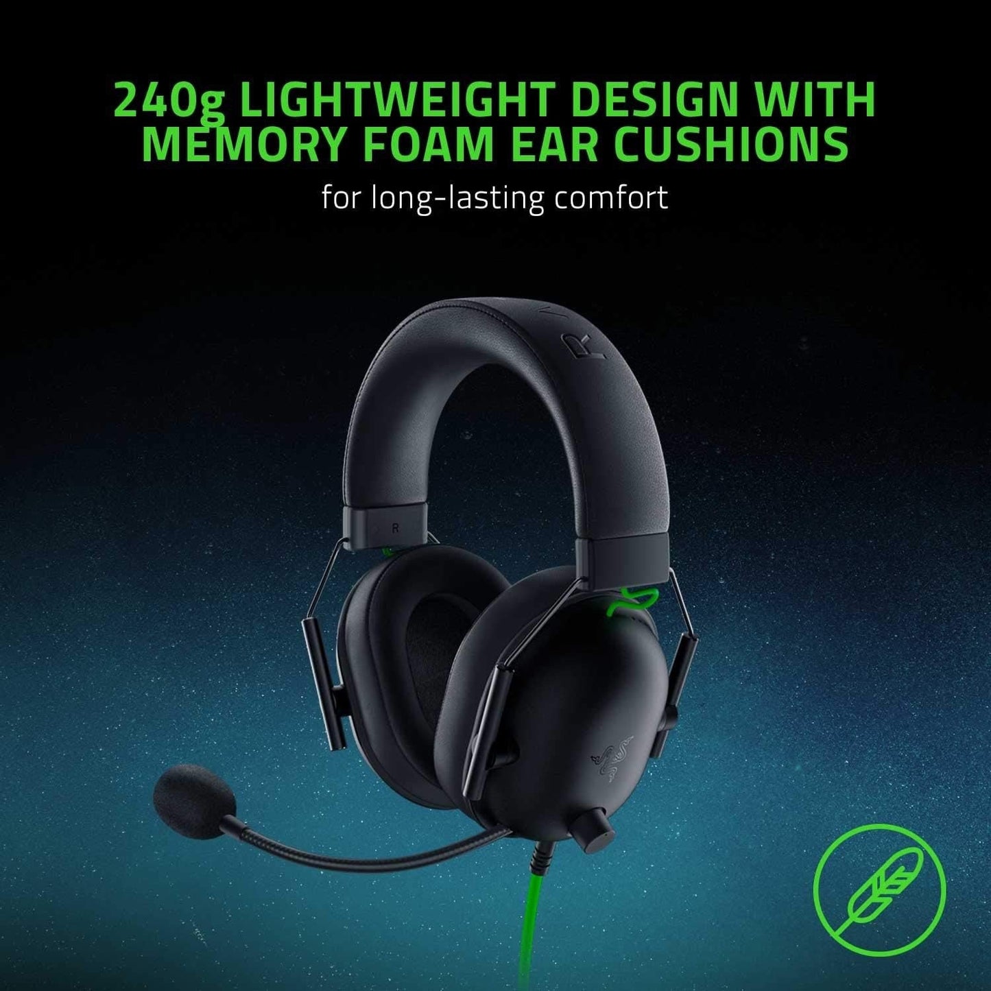 Razer BlackShark V2 X Gaming Headset: 7.1 Surround Sound - 50mm Drivers  - Black