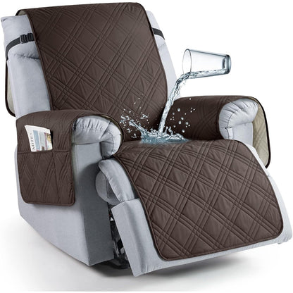 TAOCOCO Waterproof Recliner Chair Covers 30 Inch Wide, Oversized Recliner Covers For Recliner Chair With Pocket, Recliner Slipcovers With Straps Furniture Protector For Kids Pets (30'', Chocolate).