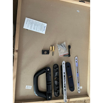 ALLYWASAI Sliding Patio Door Handle Set With Mortise Lock, Suitable For Sliding Glass Patio Door Thickness From 1.5in To 2in, 4-15/16" Screw Holes, Need To Drill, Reversible Design, Keyed, Black