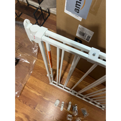 Babelio Baby Gate For Stairs, Kitchen & Doorways, 26-43" W 28" H No Bottom Bar| Easy Installation| One-Handed Operation| Auto-Close| Hardware Mount (Drill Needed) Safety Dog/Pet Gate Indoor (White)