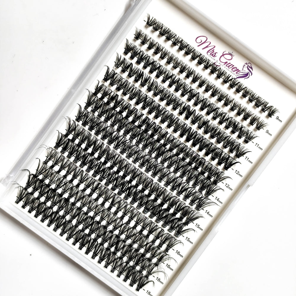 280pcs Mixed Length C Curl 40D Reusable Cluster Lashes DIY Faux Mink Eyelash Extensions for Easy Application, Natural & Fluffy Look, Perfect for Beginners 9-18mm Variety Packs