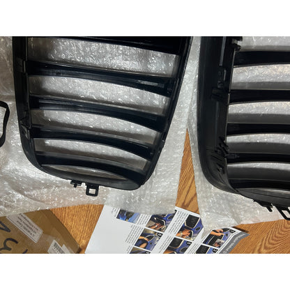 X AUTOHAUX Pair Car Front Grille Matte Black ABS Plastic Hood Kidney-Matte Black