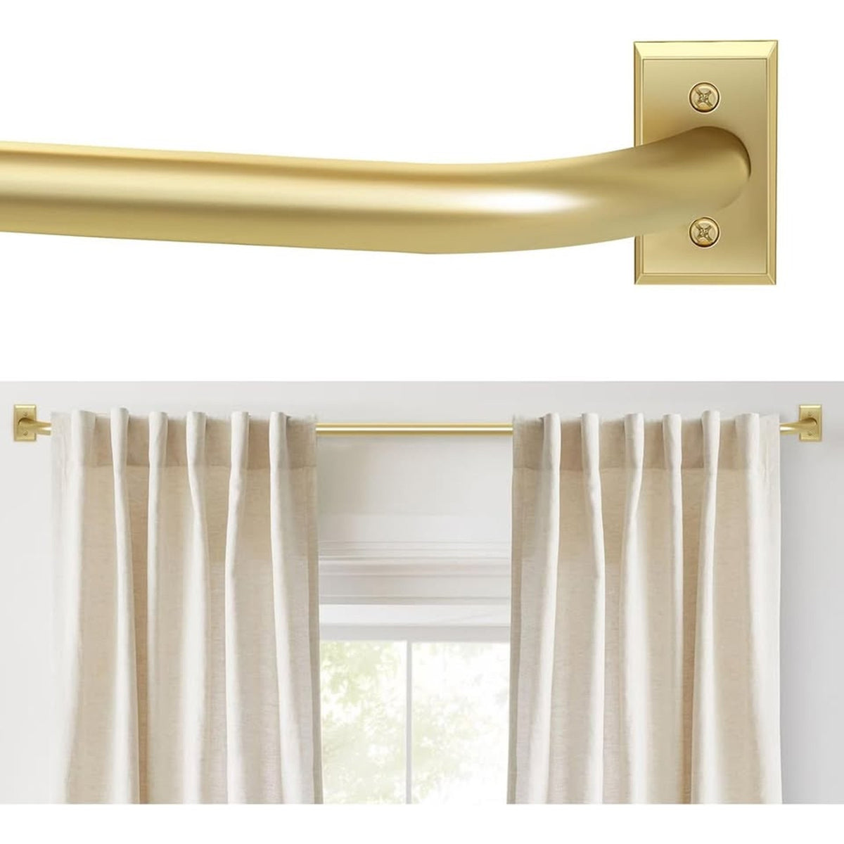 ZYRW Gold Curtain Rods, Room Darkening Rod For Windows 48 To 90 Inches-Gold