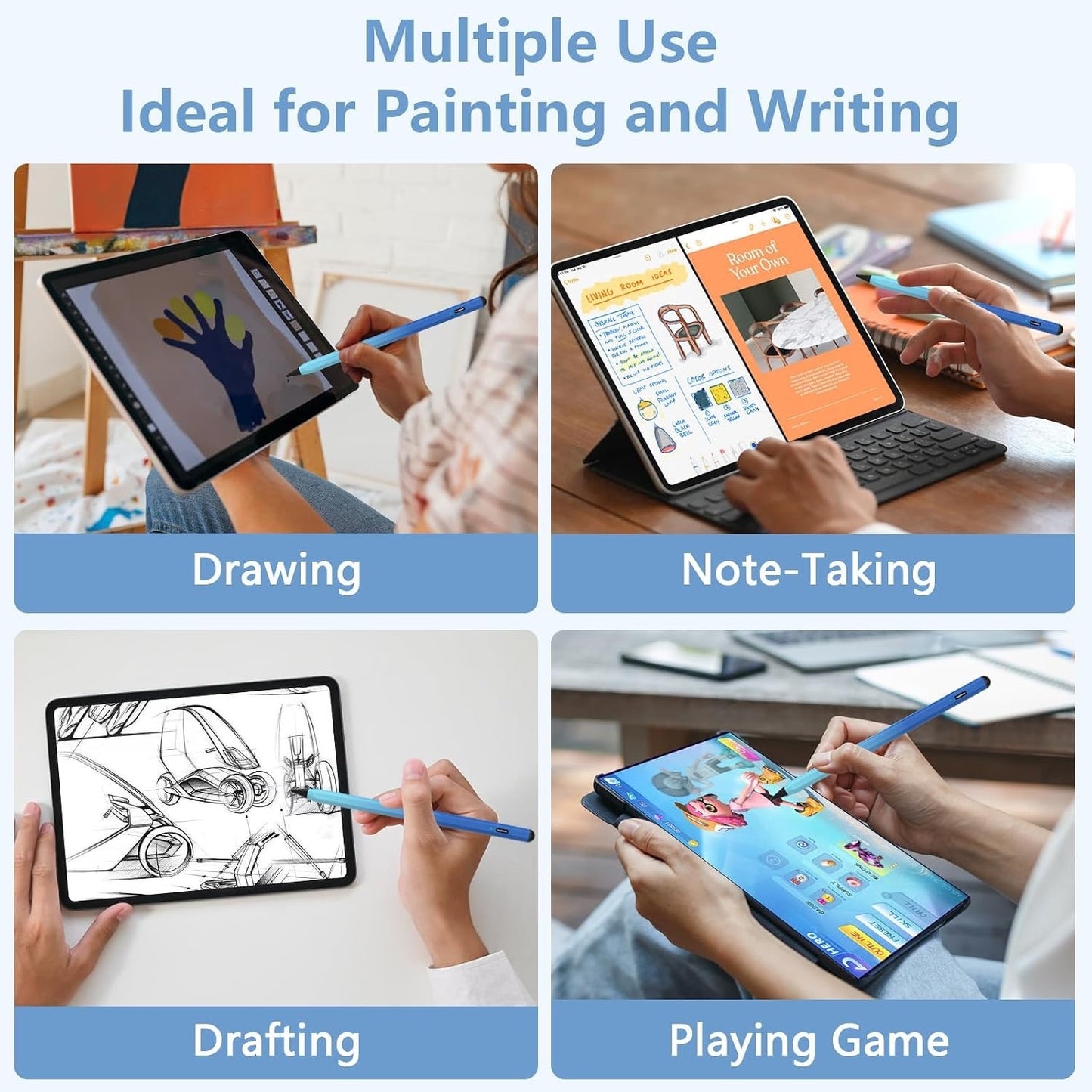 Stylus Pen For IPad 2018-2023 With Palm Rejection, Active Pencil (Gradient Blue)