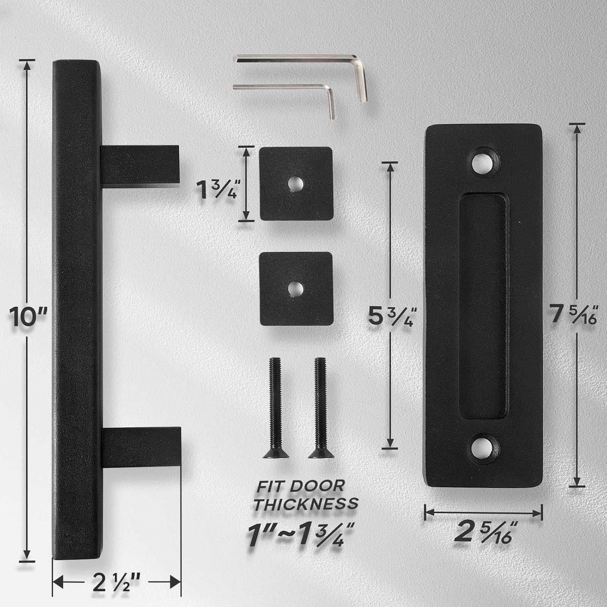 EaseLife 2 Pack 10" Sliding Barn Door Pull Handle With Flush Hardware Set