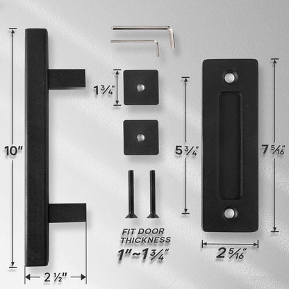 EaseLife 2 Pack 10" Sliding Barn Door Pull Handle With Flush Hardware Set