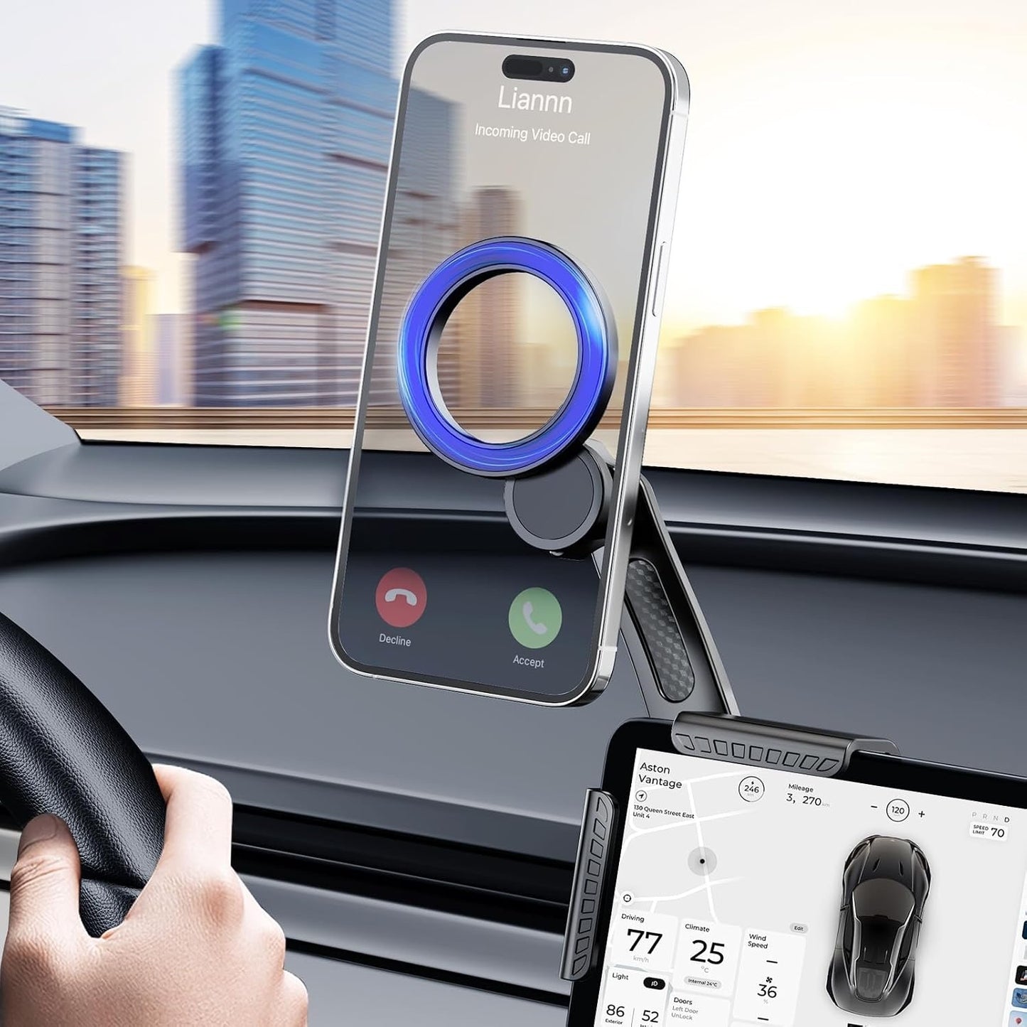 Tesla Phone Mount, For MagSafe Car Mount, ?Strongest Magnet Power? Magnetic Car