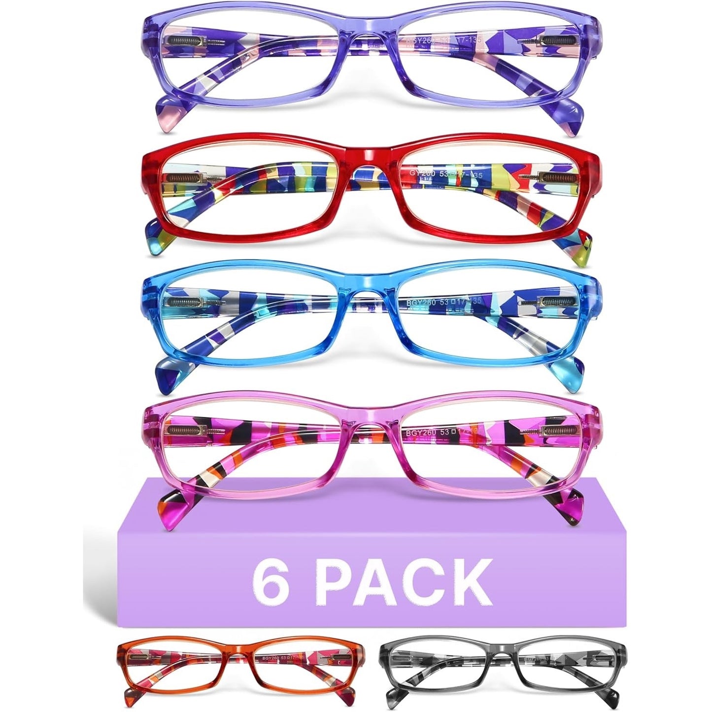 Gaoye 1.75 Reading Glasses For Women, 6 Pack Fashion Readers For Women Spring