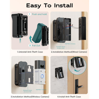 ZUMIMALL Adjustable Angle Video Doorbell Mount, Adjust 90 Degrees Wireless Camera Doorbell Bracket Holder For Home Apartment Office Room, Easy Installation, Suitable For Most Doorbells