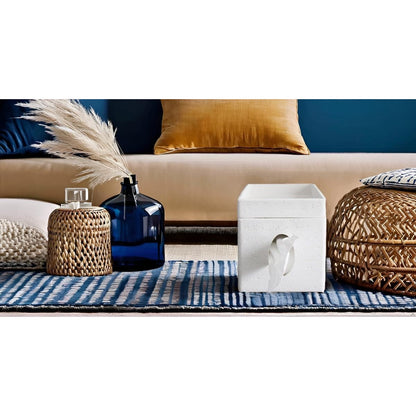 Hymmah Tray Tissue Box Cover Holder Unique Cube Design Tissue Dispenser-White