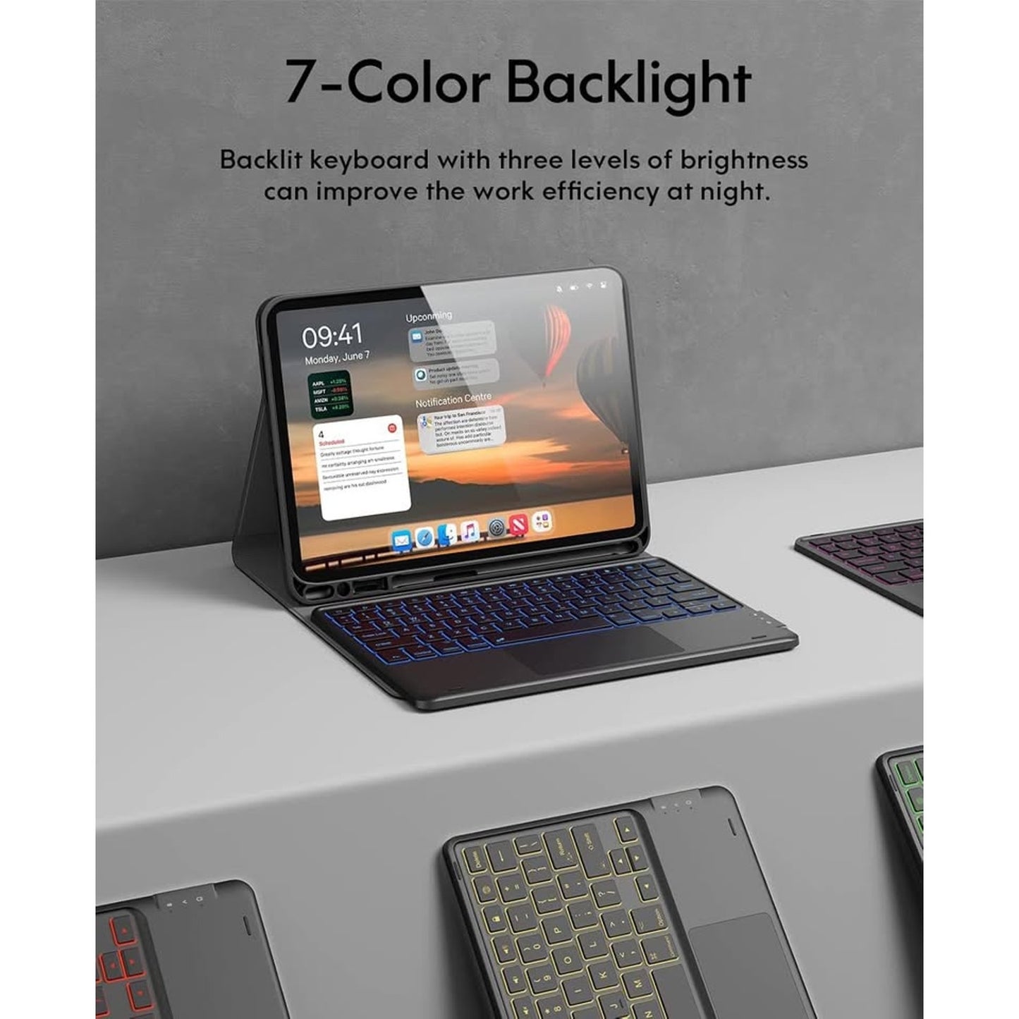 CHESONA For IPad Air 11 Inch Case With Keyboard M3/M2 (2025/2024), 7-Color Back
