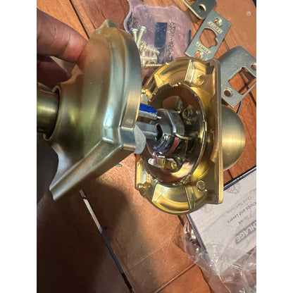 SCHLAGE F51A GEO 608 CAM Georgian Knob With Camelot Trim Keyed Entry Lock, Satin