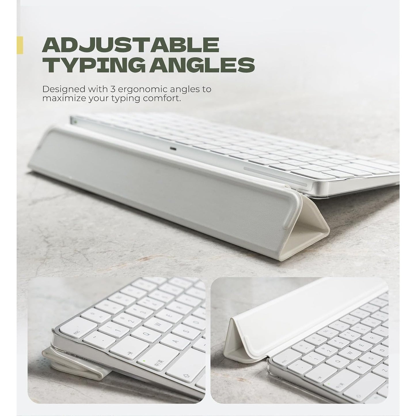 Dexnor Case For Apple Magic Keyboard With Touch ID/Lock Key 2021/2024, Dust-Proof Protective Slim Leather Keyboard Cover With Magnetic Closure Adjustable Typing Angles, Without Numeric Keypad, White
