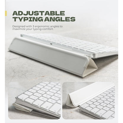 Dexnor Case For Apple Magic Keyboard With Touch ID/Lock Key 2021/2024, Dust-Proof Protective Slim Leather Keyboard Cover With Magnetic Closure Adjustable Typing Angles, Without Numeric Keypad, White