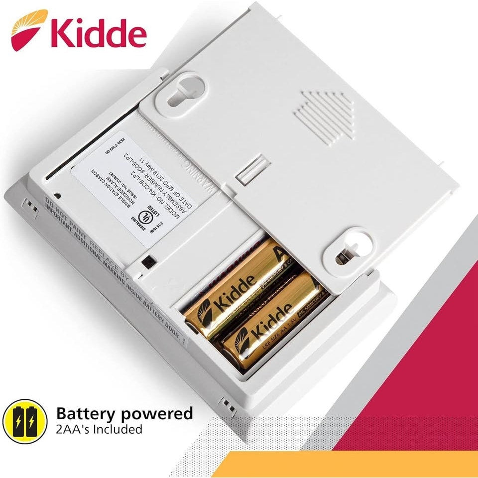 Kidde Carbon Monoxide Detector, Battery Powered CO Alarm With LEDs, Test-Reset